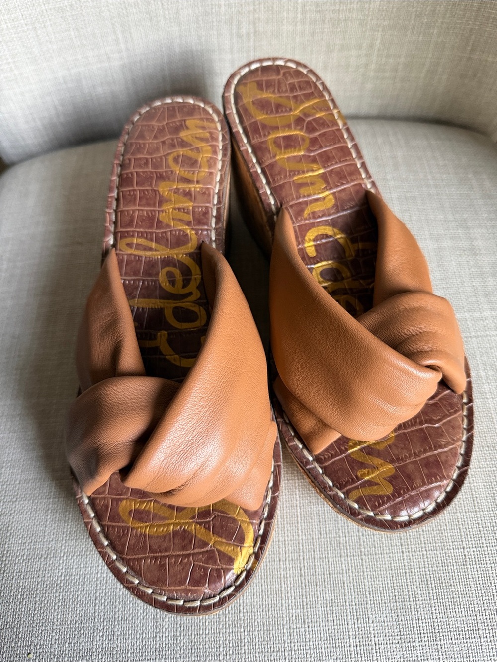 Sam Edelman RAMSEY Cognac Tan Twist Slide Mules